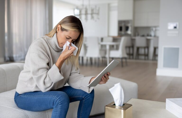 woman with tissue